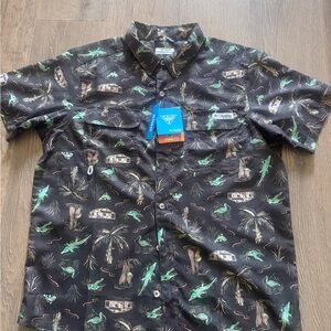 Columbia Black and Green Tropical Men's Shirt